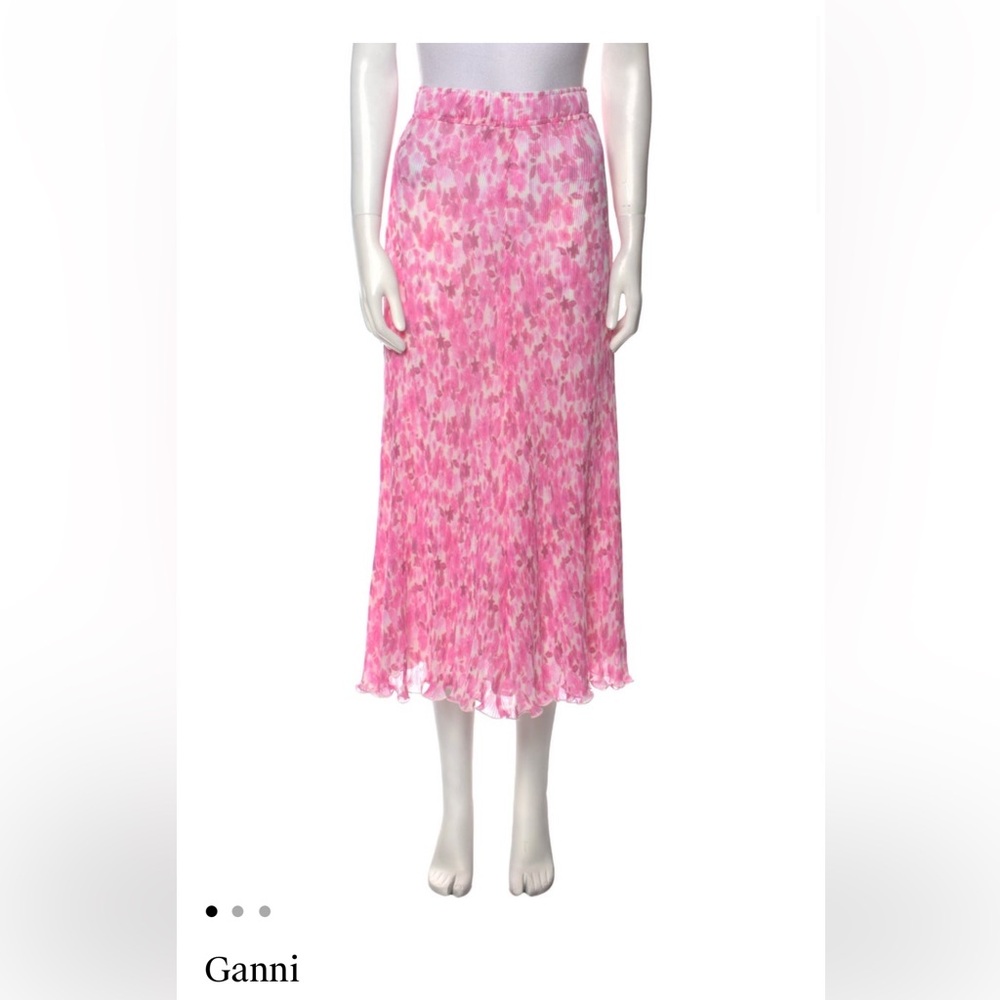 Ganni Pink Floral Skirt